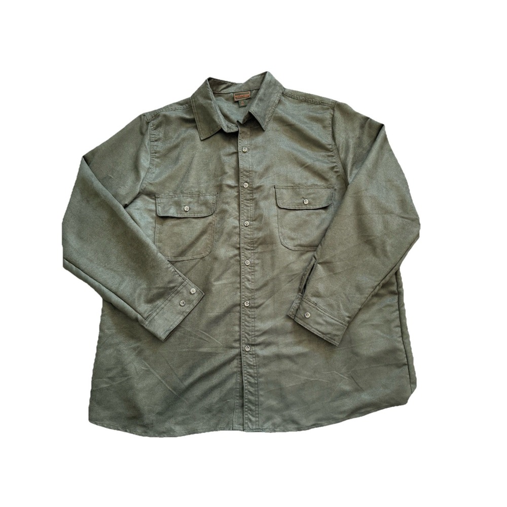 Boulder Creek Men's Green Faux Suede/Suede Touch Long Sleeve Shirt Size 2XL TALL